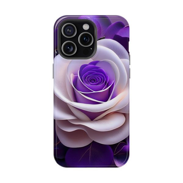 Purple and White Custom Magnetic Tough Case for iPhone - Dual Layer Protection with MagSafe® Compatibility - Matte or Glossy Finish - Image 111