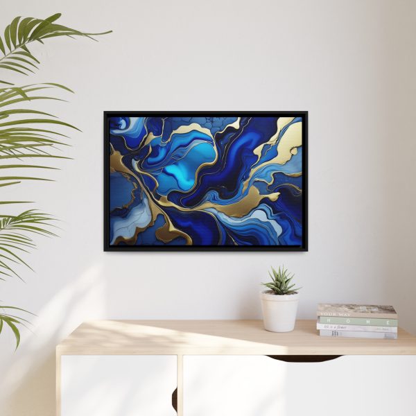 Royal Blue Gold RB1 Marble Matte Canvas, Black Frame - Image 23