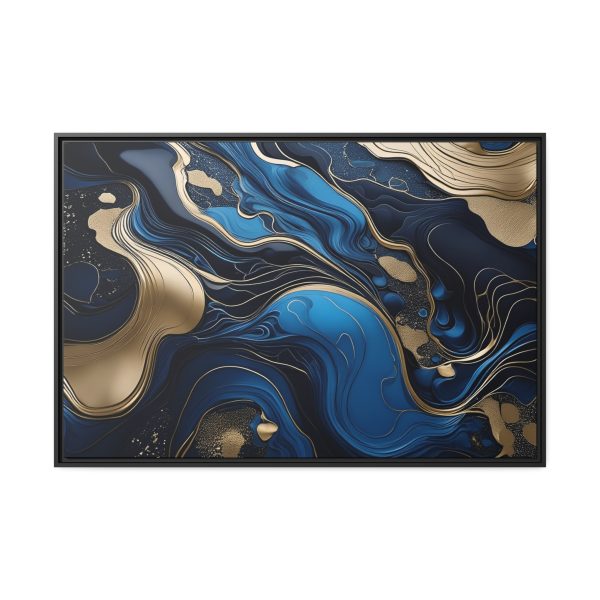 Blue Gold Abstract Art 2 Matte Canvas, Black Frame - Image 37