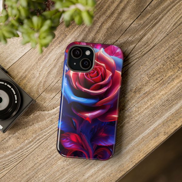 Red and Blue Rose- Custom Magnetic Tough Case for iPhone - Dual Layer Protection with MagSafe® Compatibility - Matte or Glossy Finish - Image 85