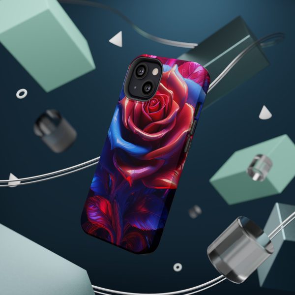 Red and Blue Rose- Custom Magnetic Tough Case for iPhone - Dual Layer Protection with MagSafe® Compatibility - Matte or Glossy Finish - Image 48