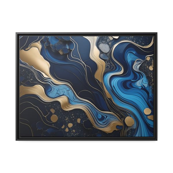 Blue Gold Abstract Art 1 Matte Canvas, Black Frame - Image 25