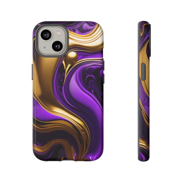 Purple and Gold Liquid iPhone | Samsung | Samsung Galaxy | Google Pixel - Cell Phone Tough Cases - Image 93