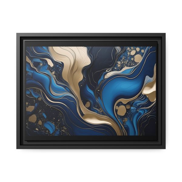 Blue Gold Abstract Art 3 Matte Canvas, Black Frame - Image 9