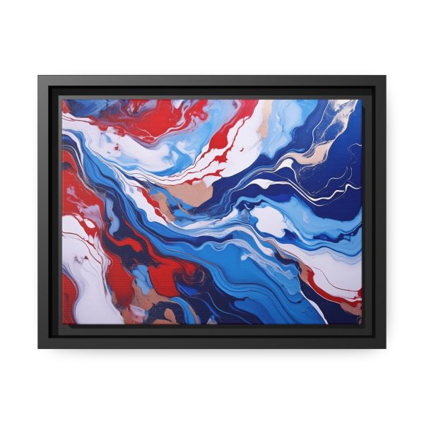 Red White and Blue TS2 Marble Matte Canvas, Black Frame