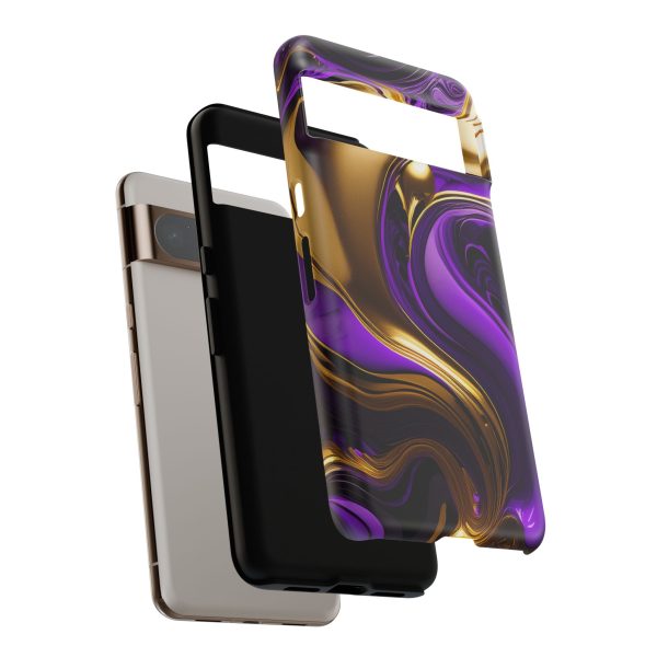 Purple and Gold Liquid iPhone | Samsung | Samsung Galaxy | Google Pixel - Cell Phone Tough Cases - Image 223