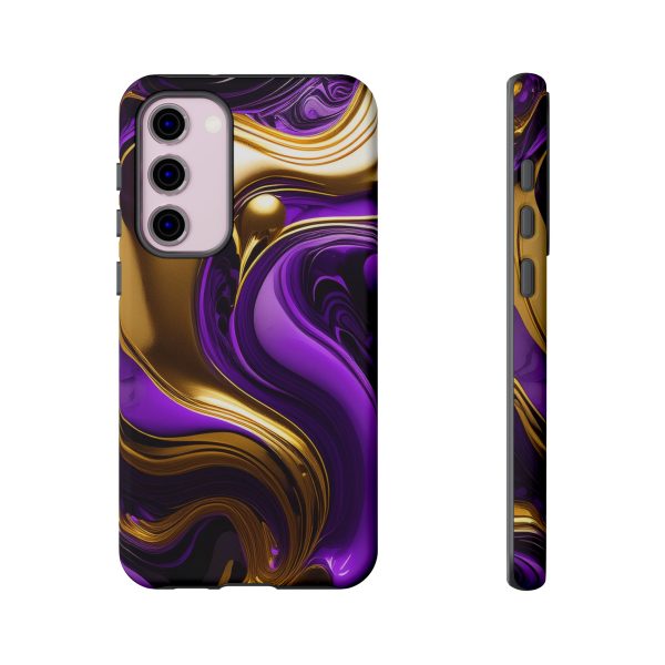 Purple and Gold Liquid iPhone | Samsung | Samsung Galaxy | Google Pixel - Cell Phone Tough Cases - Image 133