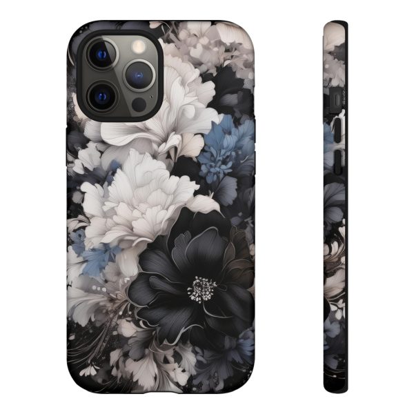 Black and White Flowers iPhone | Samsung | Samsung Galaxy | Google Pixel - Cell Phone Tough Cases - Image 36