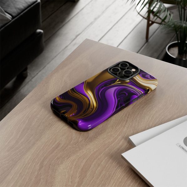 Purple and Gold Liquid iPhone | Samsung | Samsung Galaxy | Google Pixel - Cell Phone Tough Cases - Image 116