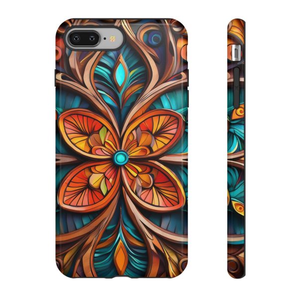 Wood Grain Flower iPhone | Samsung | Samsung Galaxy | Google Pixel - Cell Phone Tough Cases - Image 3