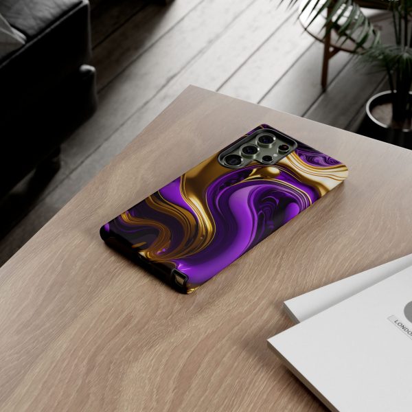 Purple and Gold Liquid iPhone | Samsung | Samsung Galaxy | Google Pixel - Cell Phone Tough Cases - Image 144