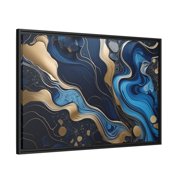 Blue Gold Abstract Art 1 Matte Canvas, Black Frame - Image 30