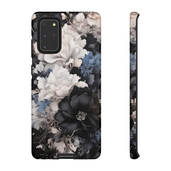 Black and White Flowers iPhone | Samsung | Samsung Galaxy | Google Pixel - Cell Phone Tough Cases - Image 29