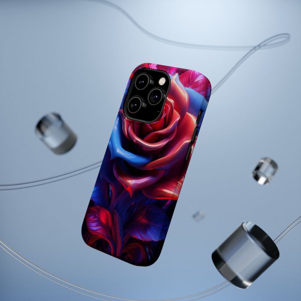 Red and Blue Rose- Custom Magnetic Tough Case for iPhone - Dual Layer Protection with MagSafe® Compatibility - Matte or Glossy Finish - Image 15