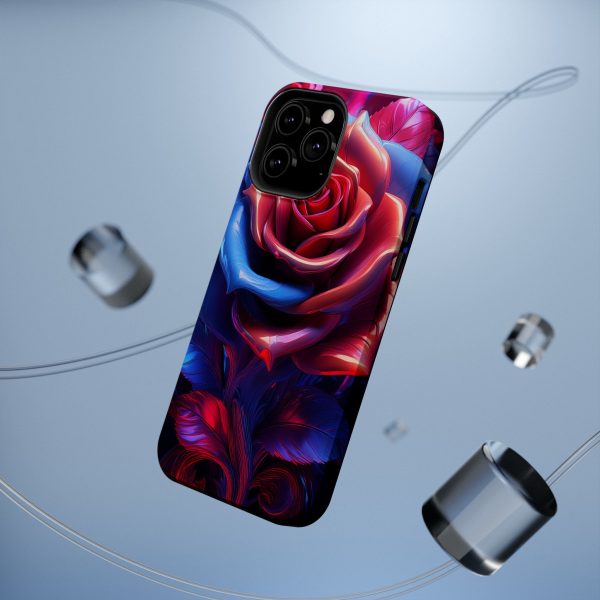 Red and Blue Rose- Custom Magnetic Tough Case for iPhone - Dual Layer Protection with MagSafe® Compatibility - Matte or Glossy Finish - Image 75