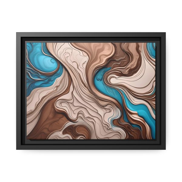 Brown and Teal Abstract BT1 Matte Canvas, Black Frame