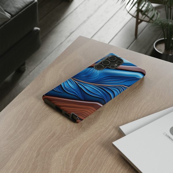 Blue Leather iPhone | Samsung | Samsung Galaxy | Google Pixel - Cell Phone Tough Cases - Image 85