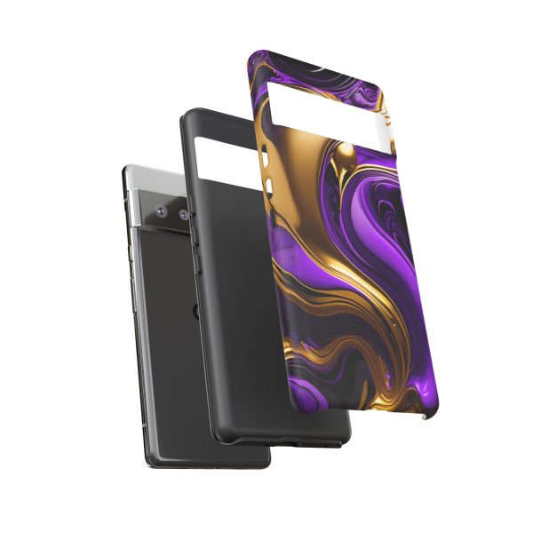 Purple and Gold Liquid iPhone | Samsung | Samsung Galaxy | Google Pixel - Cell Phone Tough Cases - Image 159