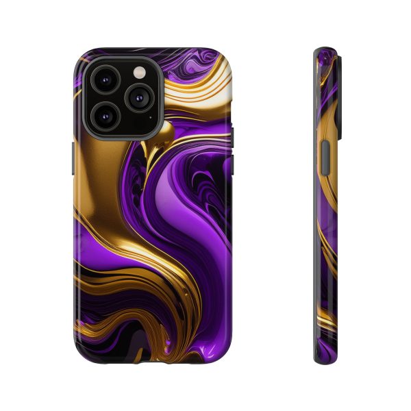 Purple and Gold Liquid iPhone | Samsung | Samsung Galaxy | Google Pixel - Cell Phone Tough Cases - Image 113