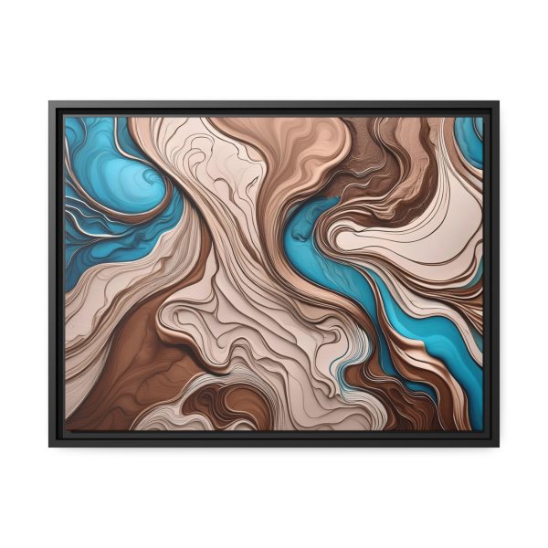 Brown and Teal Abstract BT1 Matte Canvas, Black Frame - Image 17