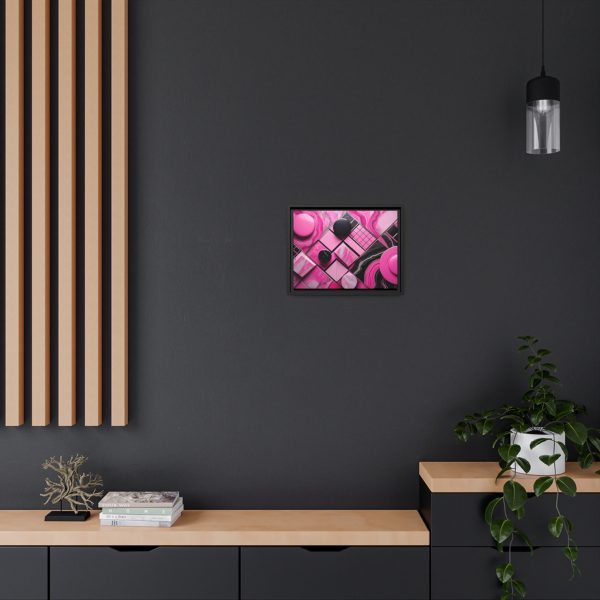 Pink And Black Abstract 2 Matte Canvas, Black Frame - Image 12