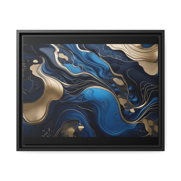 Blue Gold Abstract Art 2 Matte Canvas, Black Frame - Image 13