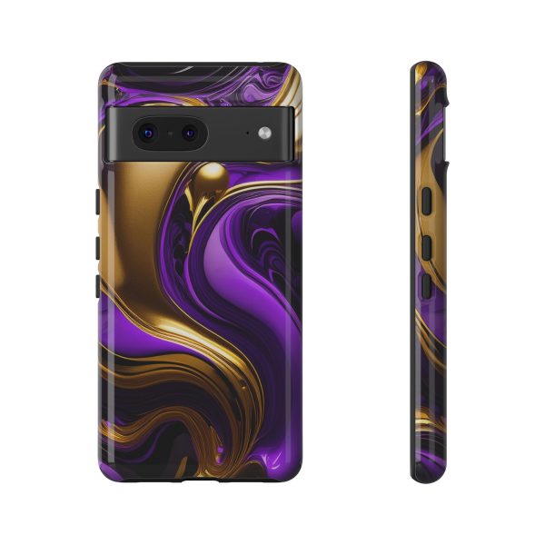 Purple and Gold Liquid iPhone | Samsung | Samsung Galaxy | Google Pixel - Cell Phone Tough Cases - Image 145