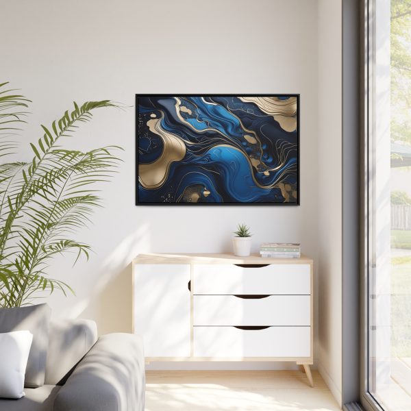 Blue Gold Abstract Art 2 Matte Canvas, Black Frame - Image 39