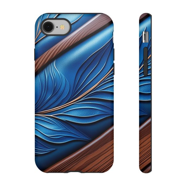 Blue Leather iPhone | Samsung | Samsung Galaxy | Google Pixel - Cell Phone Tough Cases - Image 2