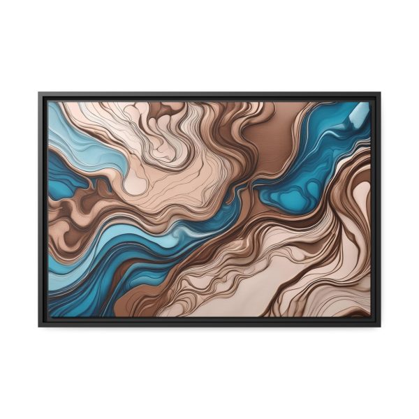 Brown and Teal Abstract BT4 Matte Canvas, Black Frame - Image 21