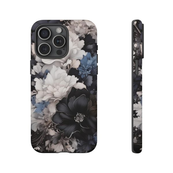 Black and White Flowers iPhone | Samsung | Samsung Galaxy | Google Pixel - Cell Phone Tough Cases - Image 182