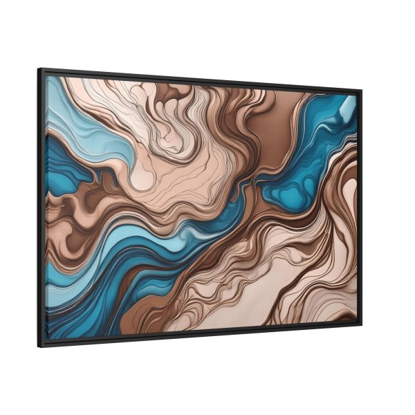 Brown and Teal Abstract BT4 Matte Canvas, Black Frame - Image 38