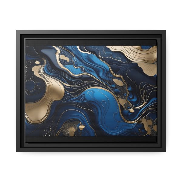 Blue Gold Abstract Art 2 Matte Canvas, Black Frame - Image 5