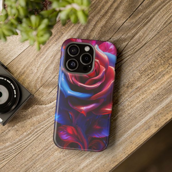 Red and Blue Rose- Custom Magnetic Tough Case for iPhone - Dual Layer Protection with MagSafe® Compatibility - Matte or Glossy Finish - Image 100