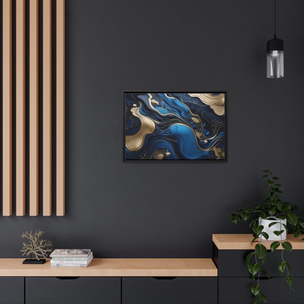 Blue Gold Abstract Art 2 Matte Canvas, Black Frame - Image 24