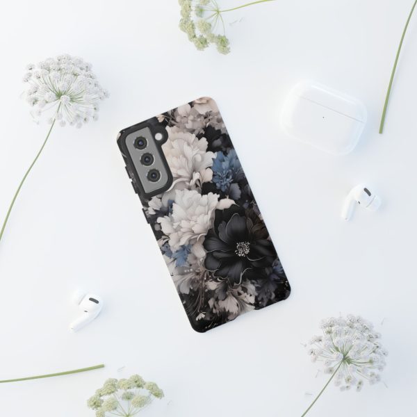 Black and White Flowers iPhone | Samsung | Samsung Galaxy | Google Pixel - Cell Phone Tough Cases - Image 50