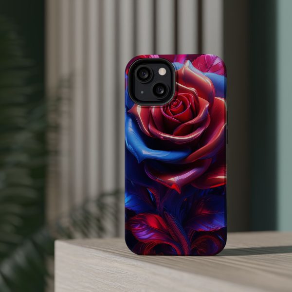 Red and Blue Rose- Custom Magnetic Tough Case for iPhone - Dual Layer Protection with MagSafe® Compatibility - Matte or Glossy Finish - Image 44