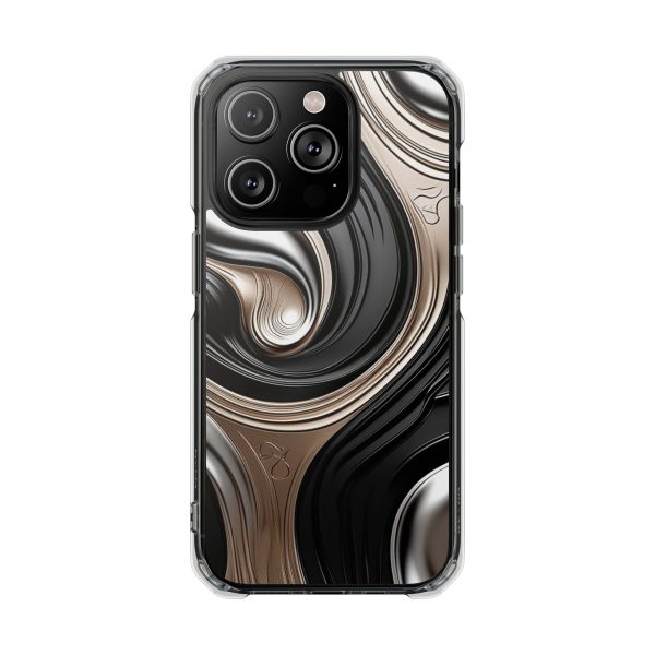 Black and Gold iPhone 15's |14's Magnetic Clear Impact Cases - Image 31