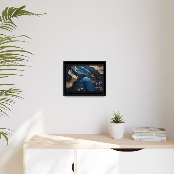 Blue Gold Abstract Art 2 Matte Canvas, Black Frame - Image 7