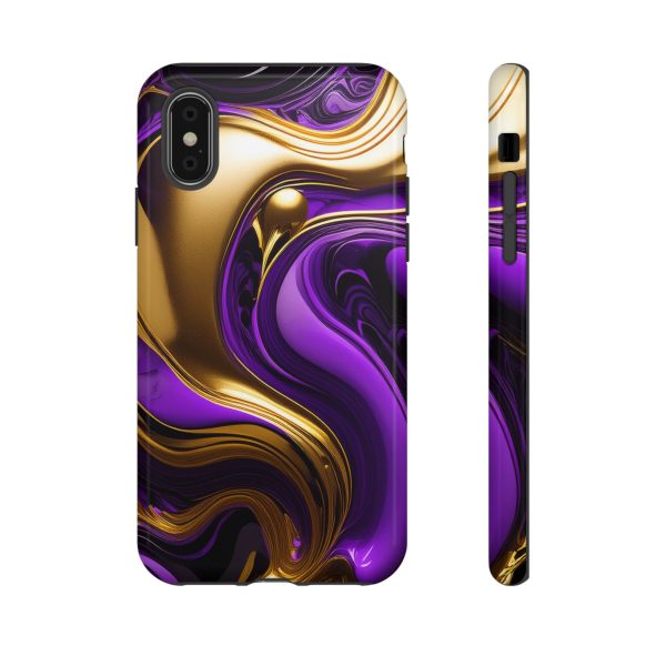 Purple and Gold Liquid iPhone | Samsung | Samsung Galaxy | Google Pixel - Cell Phone Tough Cases - Image 5