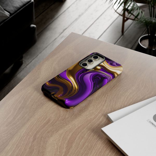 Purple and Gold Liquid iPhone | Samsung | Samsung Galaxy | Google Pixel - Cell Phone Tough Cases - Image 128