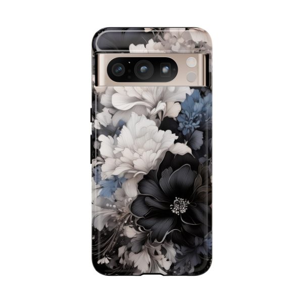 Black and White Flowers iPhone | Samsung | Samsung Galaxy | Google Pixel - Cell Phone Tough Cases - Image 215