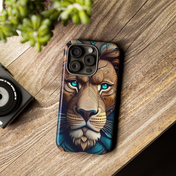 Wood Lion Art iPhone | Google Pixel - Cell Phone Tough Cases - Image 107