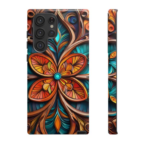 Wood Grain Flower iPhone | Samsung | Samsung Galaxy | Google Pixel - Cell Phone Tough Cases - Image 85