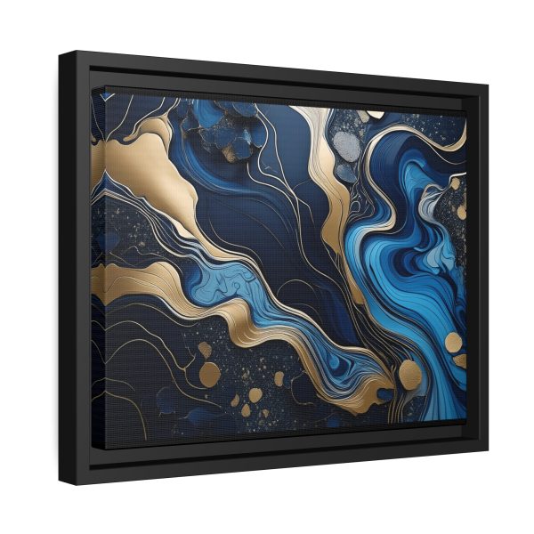 Blue Gold Abstract Art 1 Matte Canvas, Black Frame - Image 6