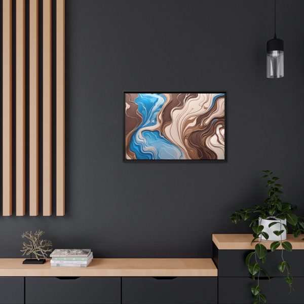 Brown and Teal Abstract BT3 Matte Canvas, Black Frame - Image 24