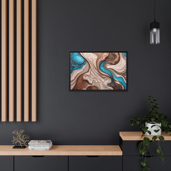 Brown and Teal Abstract BT1 Matte Canvas, Black Frame - Image 24