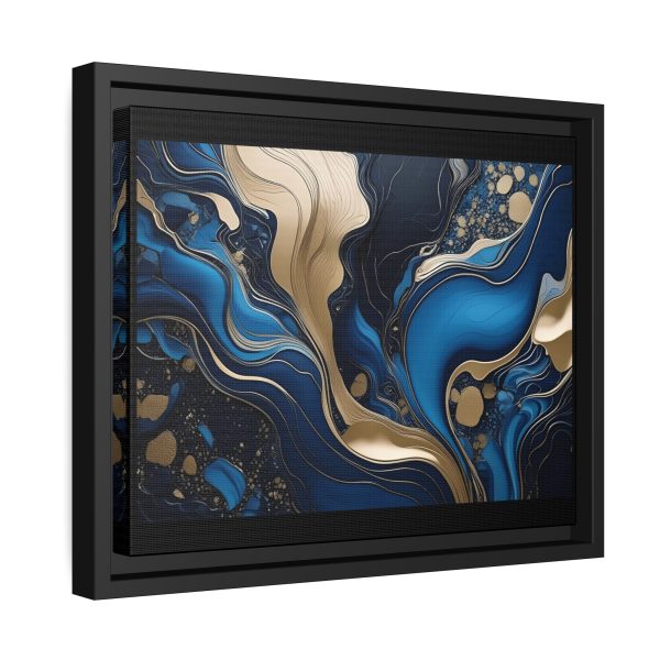 Blue Gold Abstract Art 3 Matte Canvas, Black Frame - Image 6