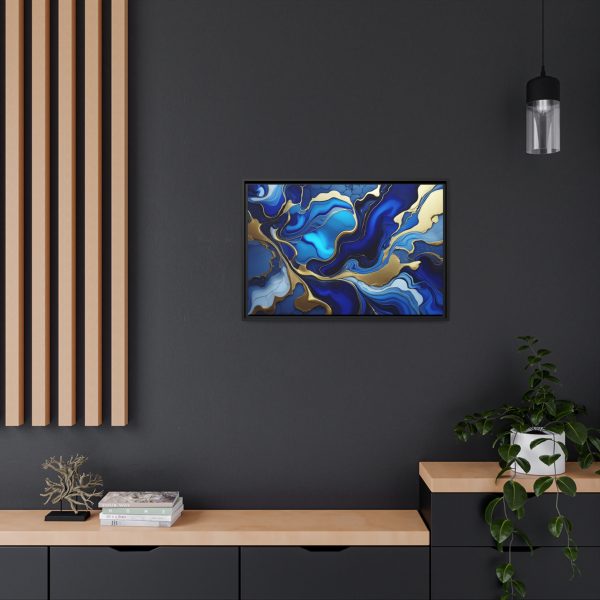 Royal Blue Gold RB1 Marble Matte Canvas, Black Frame - Image 24