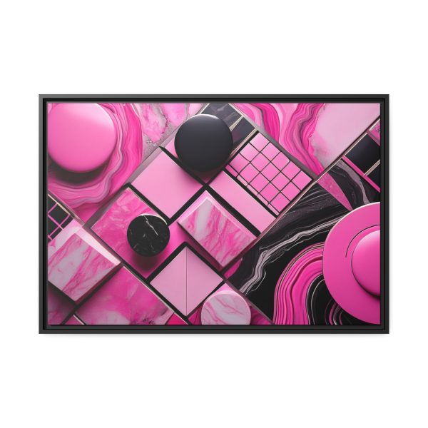 Pink And Black Abstract 2 Matte Canvas, Black Frame - Image 29